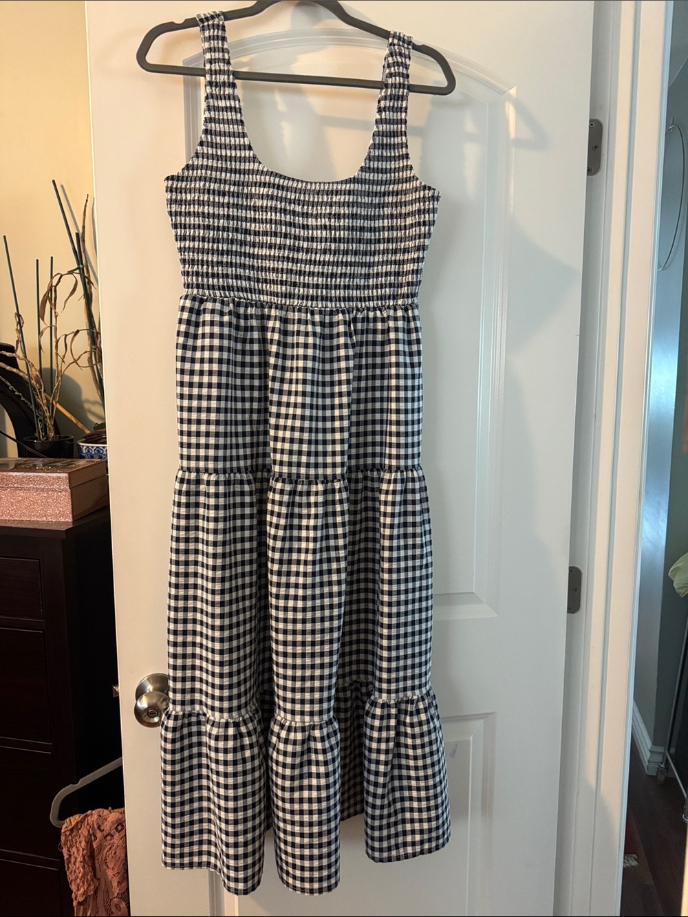 Black and white gingham maxi dress
